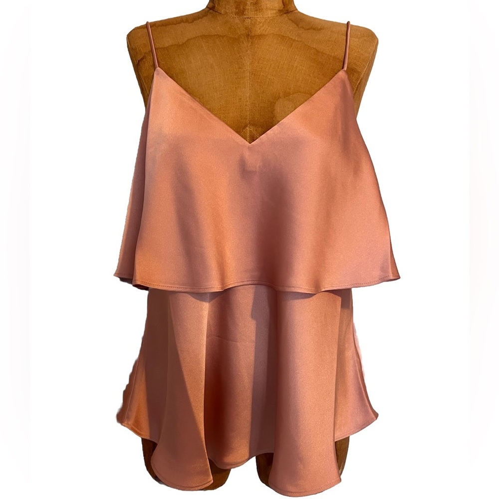 NWOT Express Satin Elegant Soft Pink Layered Women's Top M